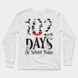 102 Days of School Today Dalmatian Dog Funny 100th Day Kids Long Sleeve T-Shirt